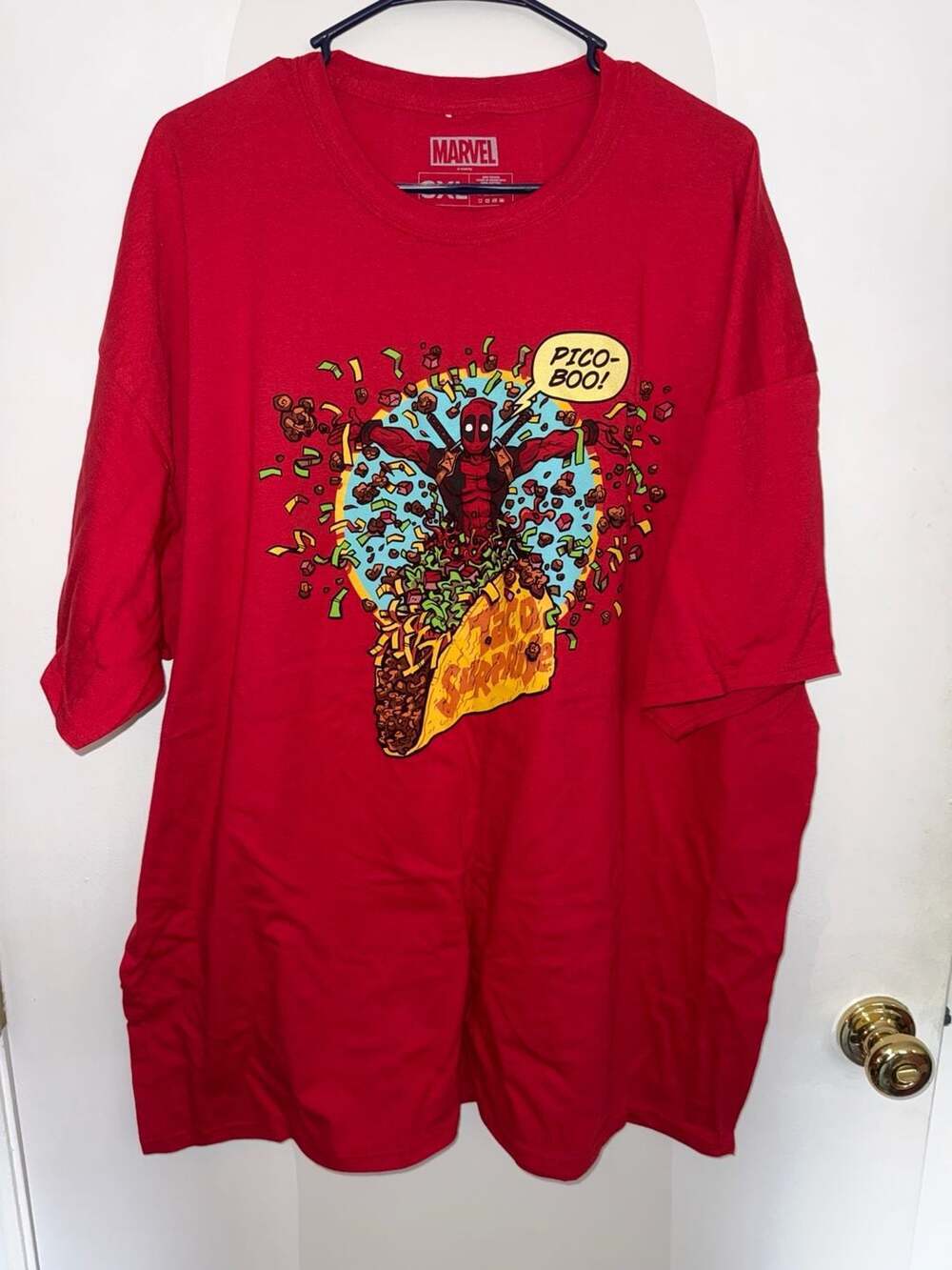 Marvel Deadpool Taco Surprise Graphic T-Shirt Red